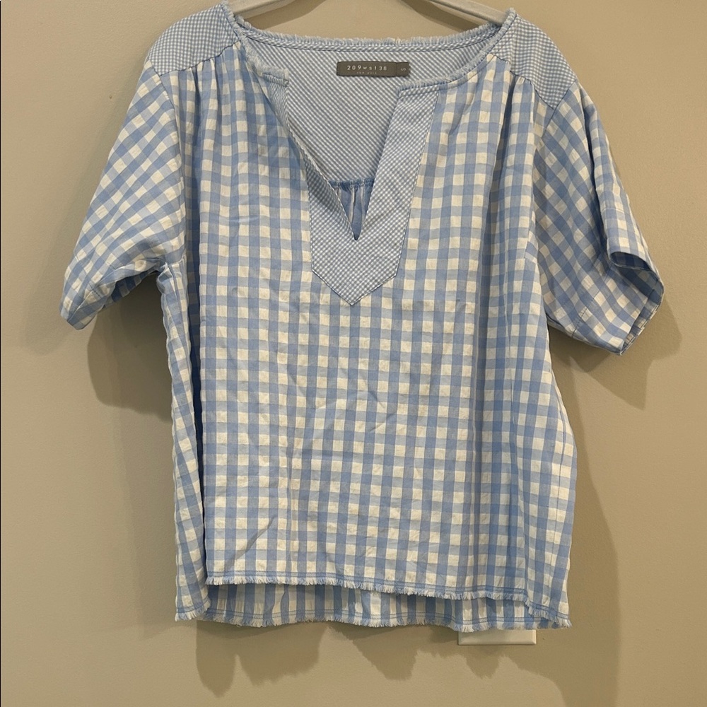 Light Blue Checkered Blouse